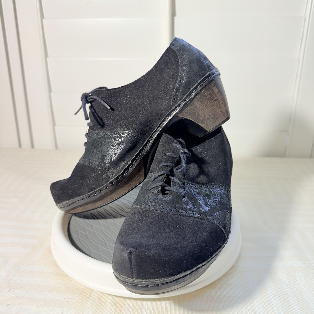 Naot Besalu Shoes Womens Size 37 Black Suede Lace Up Clogs Comfort Casual‎ Shoes